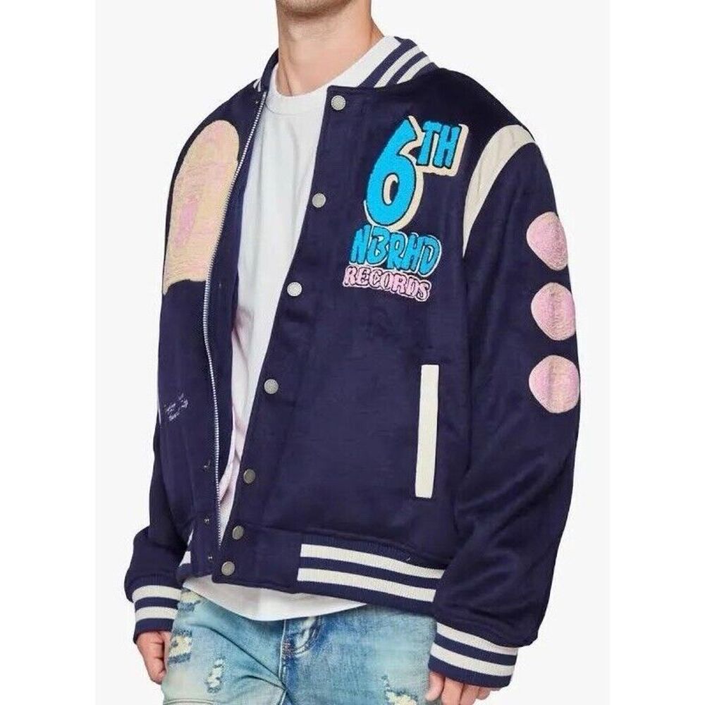 6THNBRHD VARSITY JACKET "HIT RECORDS" -NAVY - Picture 6 of 7